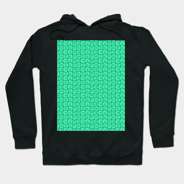 Retro Inspired D20 Circles Seamless Pattern - Aqua Green Hoodie by GenAumonier